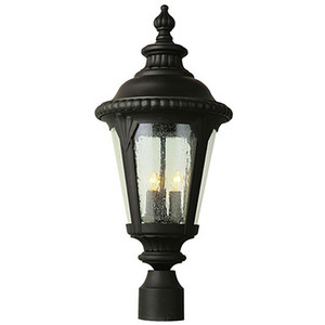 Trans Globe 5047 BK Commons 3-Light Metal and Seeded Glass Post Mount Lantern Head