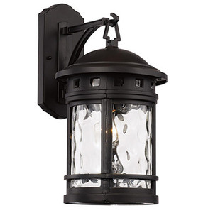 Trans Globe 40371 BK Boardwalk Collection 1-Light, Hook Hanging Wall Lantern with Water Glass
