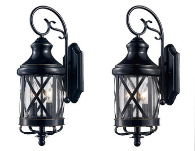 Trans Globe 5120-2 ROB Chandler Set of Two, 21-in. Outdoor 2-Light Armed Wall Lanterns