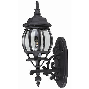 Trans Globe 4050 BK Francisco 1-Light Outdoor Beveled Glass Coach Wall Lantern