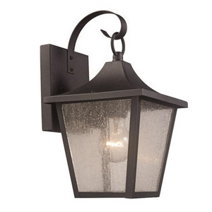 Trans Globe 50930 BK Rasmussen 1-Light Seeded Glass Armed Wall Lantern