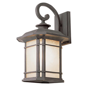 Trans Globe 5820 RT San Miguel Collection, Craftsman Style, Armed Wall Lantern with Tea Stain Glass Windows