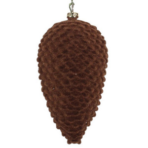 Vickerman MT195675D 5" Chocolate Flocked Pinecone Orn 4/Bag