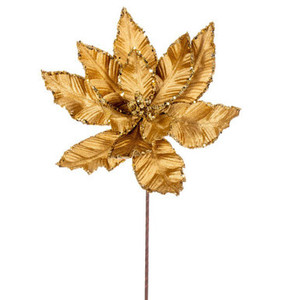 Vickerman RG221308 24" Gold Velvet Poinsettia Spray