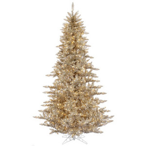 Vickerman K166391LED 12ft Tinsel Fir Champagne Christmas Tree with Lights