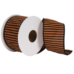 Vickerman QR224401 2.5"x10yd Orange Halloween Stripe