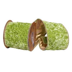 Vickerman Q222107 4"x5yd Bright Green Crushed Velvet Rib