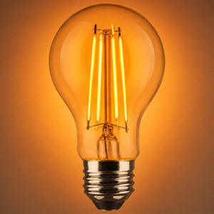 S14385 Satco - 8A19L/E26/GCOS/ND/1PK - 8W A19 LED Orange Filament Light Bulb