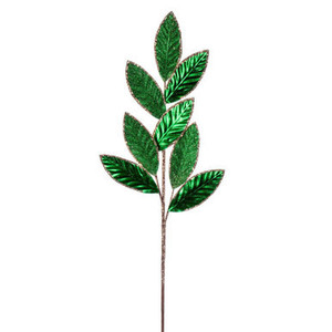 Vickerman RG220704 27.5" Green Mtlc Leaf Glitter Spray
