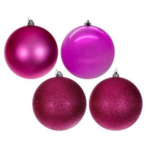 Vickerman N591559DA 6" Hot Pink 4 Finish Ball Asst 4/Bag