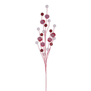 Vickerman QG224754 32" Red/Wht Swirl Glitr Ball Spray 4/Bg