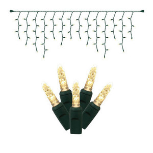 X6G3101T Vickerman - 9 ft 70-Light Warm White Twinkle LED Icicle Christmas Lights - Green Wire