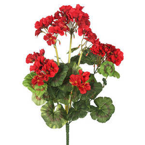 Vickerman FA174602-4 20" Red Geranium Bush 4/pk