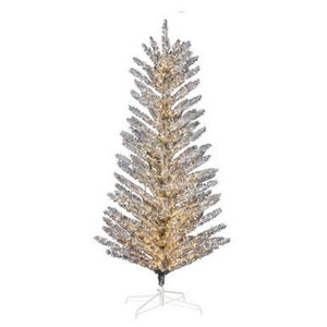 Vickerman K196381LED Vickerman - 8 ft Green Pre-Lit Artificial Vintage Aluminum Christmas Tree - Warm White LED 