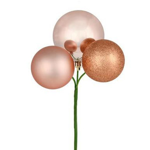 Vickerman N193058 Vickerman - 18 in Rose Gold Assorted Finish Christmas Ornament Pick - 4 Pack 