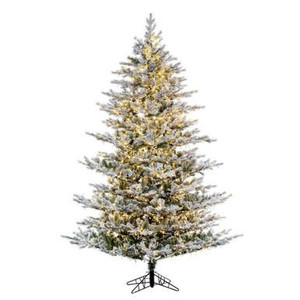 Vickerman K173481LEDCC Vickerman - 9 ft Flocked White on Green Kiana Pine Artificial Christmas Tree - Color Changing LED 