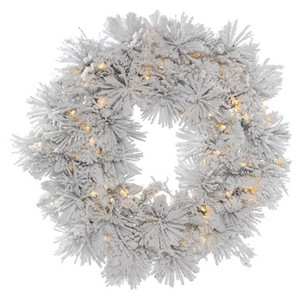 Vickerman A155348LED 48" Flk Alberta Wreath w/Cone LED 100WW