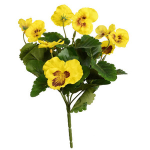 Vickerman FA186401 10" Yellow Pansy Bush 4/pk