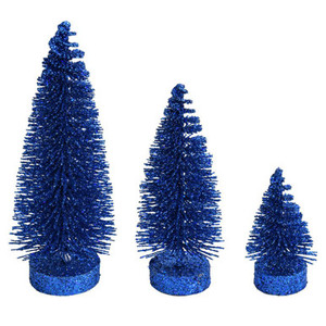 Vickerman LS190331 Midnight Blue Glitter Oval Table Top Christmas Tree Set of 3