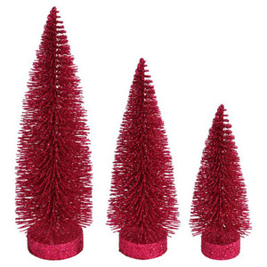 Vickerman LS190763 Dusty Rose Glit Oval Table Top Christmas Tree Set of 3