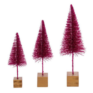 Vickerman LS221363 Rose Bottle Brush Table Top Christmas Tree Set of 3