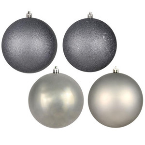 N592025DA Vickerman - 8 in Limestone Assorted Finish Ball Christmas Ornament - 4 Pack