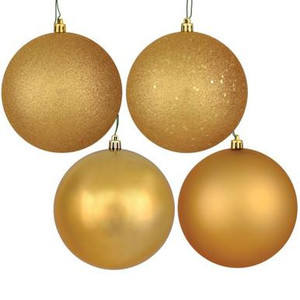 Vickerman N592033DA Vickerman - 8 in Copper Gold Assorted Finish Ball Christmas Ornament - 4 Pack 