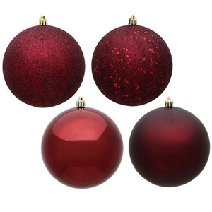 N595465A Vickerman - 1.6 in Burgundy Assorted Finish Ball Christmas Ornament - 96 Pack