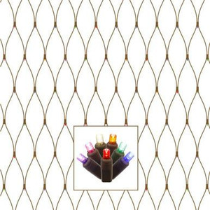 Vickerman X4B2810 Vickerman - 2 ft x 8 ft 150-Light Steady Multicolor LED 5mm Wide Angle Christmas Net Light - Brown Wire 