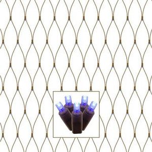 Vickerman X4B2812 Vickerman - 2 ft x 8 ft 150-Light Steady Blue LED 5mm Wide Angle Christmas Net Light - Brown Wire 