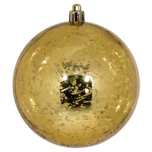 M166337D Vickerman - 4 in Honey Gold Shiny Mercury Ball Christmas Ornament - 6 Pack