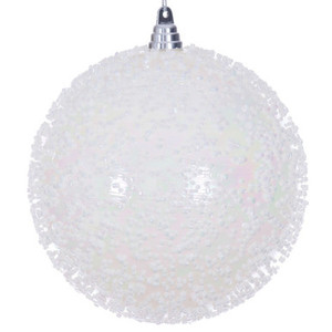 MC250911W Vickerman - 8 in White Bead Christmas Ornament