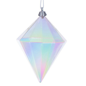 MC252100W Vickerman - 5 in Clear Iridescent Diamond Christmas Ornament - 3 Pack