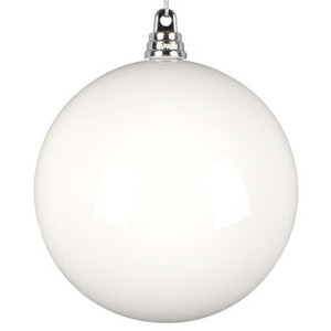 MT250411W Vickerman - 4 in White Enamel Ball Christmas Ornament - 6 Pack
