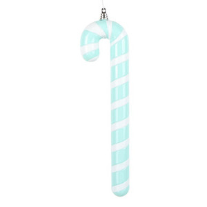 MT251627W Vickerman - 12 in Aqua Enamel Candy Cane Christmas Ornament - 2 Pack