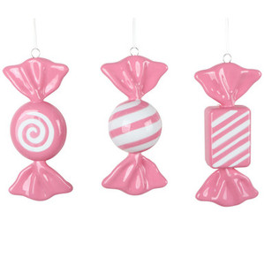 MT252859W Vickerman - 7.5 in Hot Pink Enamel Assorted Candy Christmas Ornament - 3 Pack