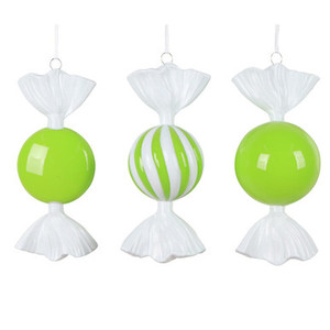 MT253073W Vickerman - 7 in Lime Enamel Assorted Candy Christmas Ornament - 3 Pack