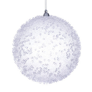 MT254011W Vickerman - 6 in White Ball Christmas Ornament - 2 Pack