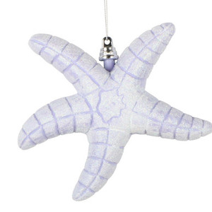 MT255686W Vickerman - 6.5 in Purple Glitter Starfish Christmas Ornament - 2 Pack