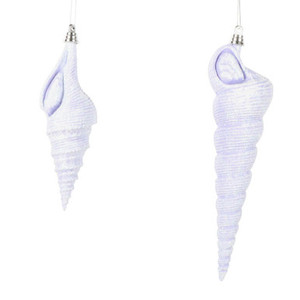 MT256286W Vickerman - 9 in Purple Glitter Conical Shell Christmas Ornament - 2 Pack