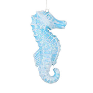 MT256412W Vickerman - 6.5 in Turquoise Glitter Seahorse Christmas Ornament - 2 Pack