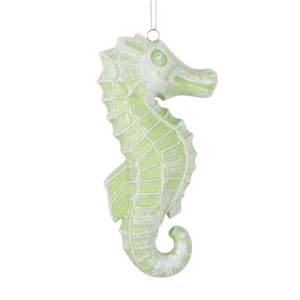 MT256454W Vickerman - 6.5 in Celadon Glitter Seahorse Christmas Ornament - 2 Pack