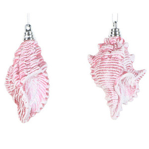 MT256879W Vickerman - 4 in Pink Glitter Conch Shell Christmas Ornament - 4 Pack