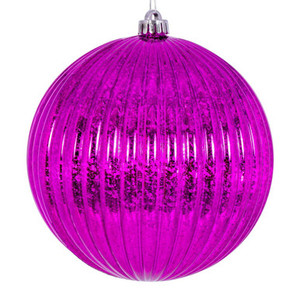 N162470D Vickerman - 6 in Fuchsia Mercury Ball Christmas Ornament - 4 Pack