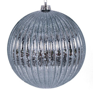 N162587D Vickerman - 8 in Pewter Mercury Ball Christmas Ornament