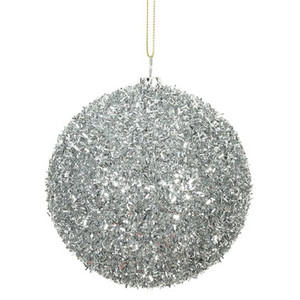 N178007D Vickerman - 4 in Silver Ball Christmas Ornament - 4 Pack