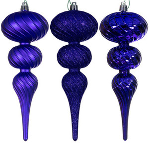 N230166D Vickerman - 8 in Purple Assorted Finial Christmas Ornament - 6 Pack