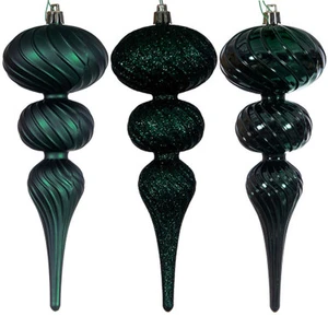 N230174D Vickerman - 8 in Midnight Green Finial Christmas Ornament - 6 Pack