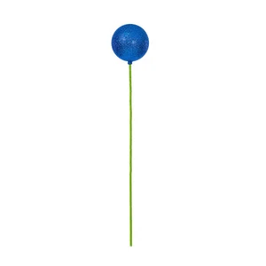 N234302G Vickerman - 3 in Blue Glitter Ball Stick Christmas Ornament - 12 Pack