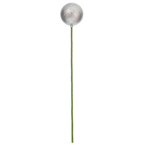 N234307G Vickerman - 3 in Silver Glitter Ball Stick Christmas Ornament - 12 Pack